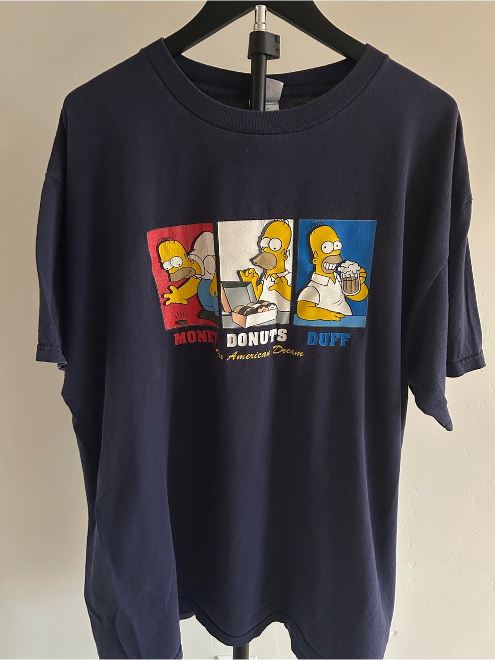 Vintage 2004 Simpsons Homer Money Donuts Duff T Shirt XL Y2K Delta